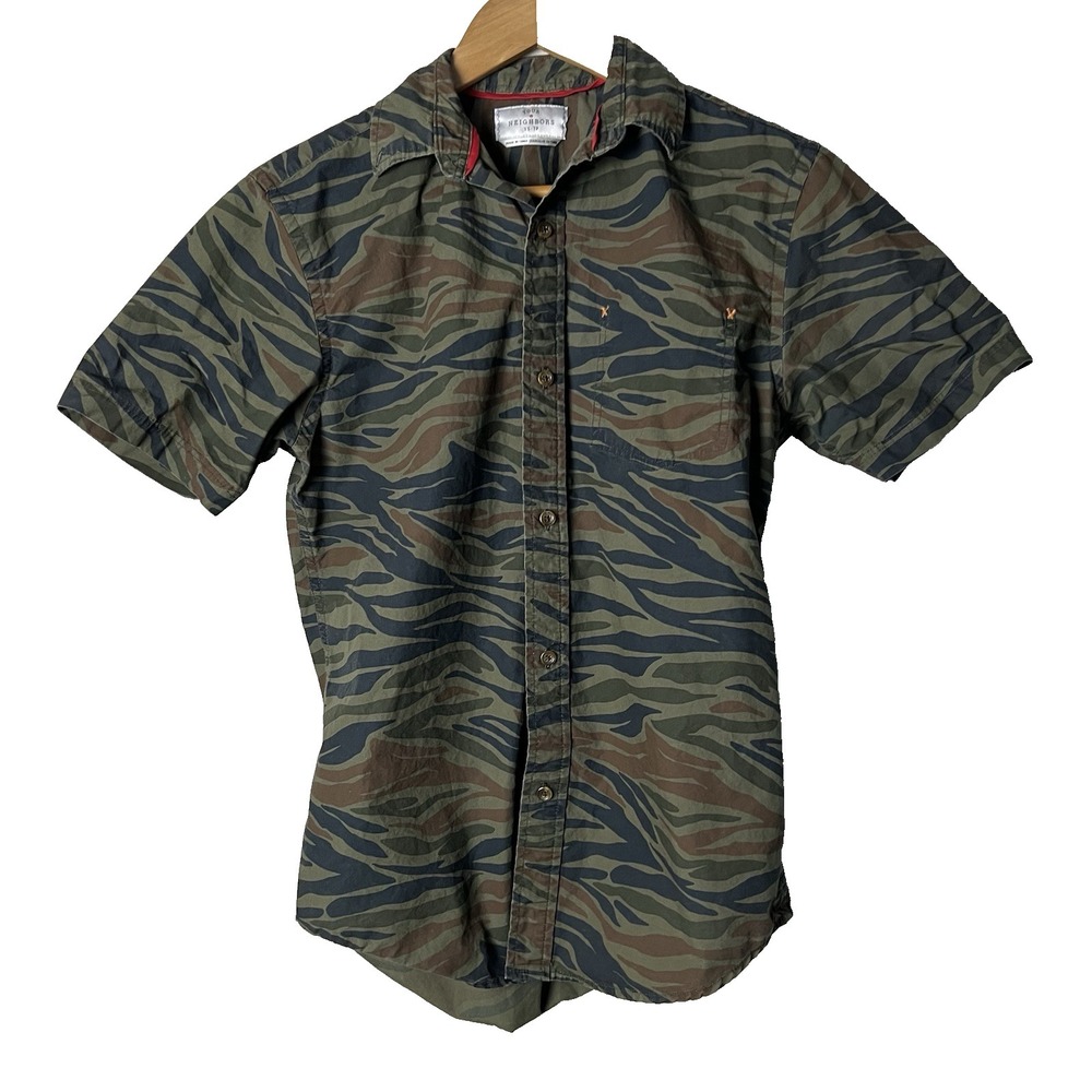 Anthropologie Your Neighbor Zebra Camo Button Up Shirt Womens XS Utility Animal